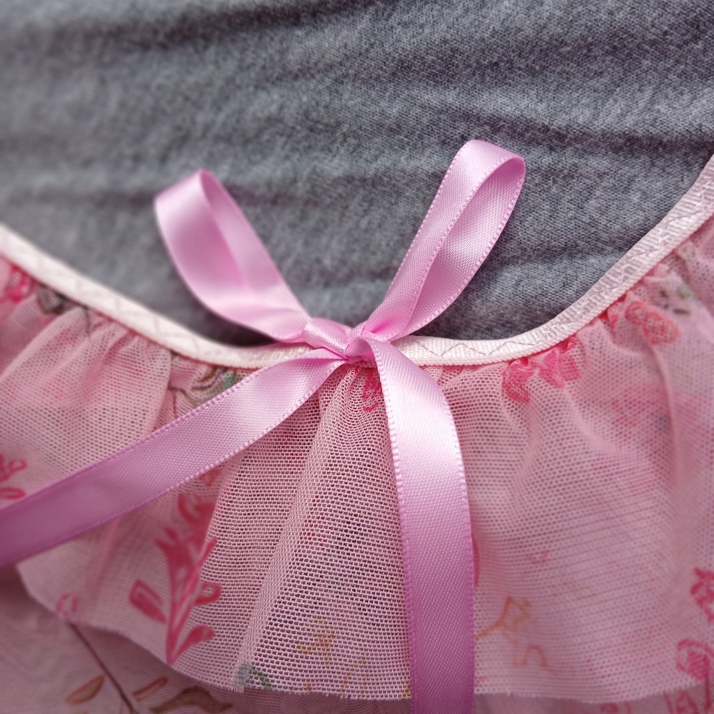 Pink Sheer Chemise with Ruffled Hem - Picture 3 of 4